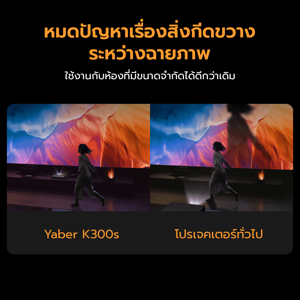 โปรเจคเตอร์ YABER K300S LASER PROJECTOR สีดำ UST คมชัด 1080P สว่าง 1000 ANSI_4